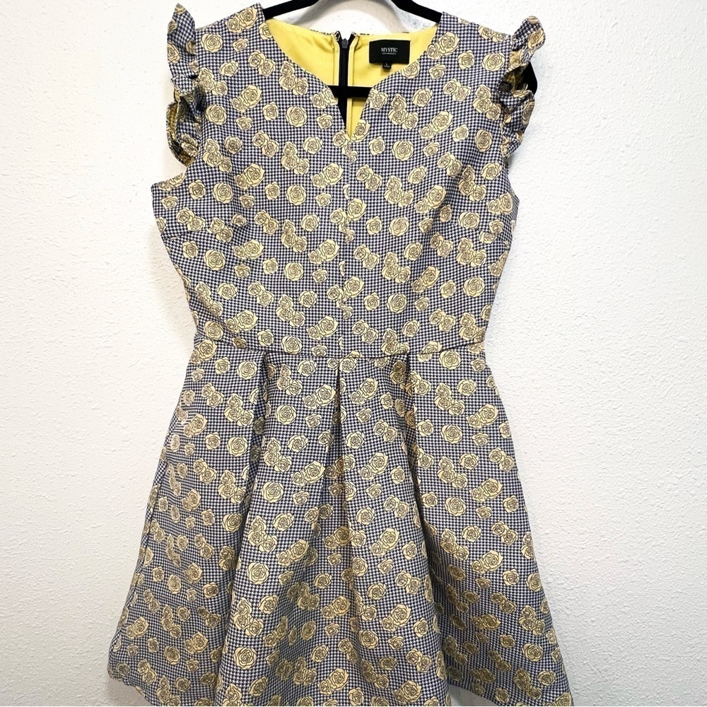 Mystic Los Angeles floral and gingham fit and flare dress